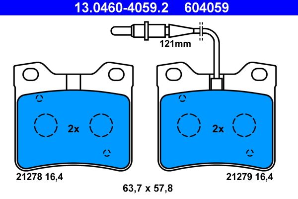 Brake Pad Set, disc brake ATE 13.0460-4059.2