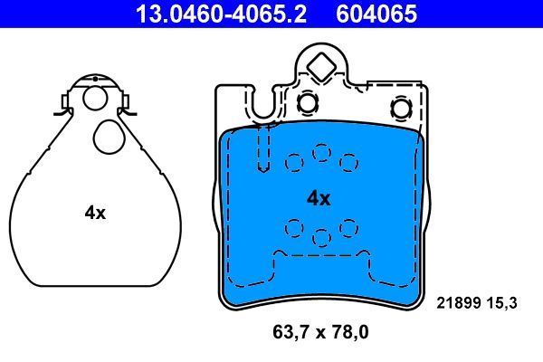 Brake Pad Set, disc brake ATE 13.0460-4065.2