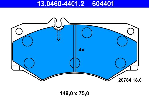 Stabdžių trinkelių rinkinys, diskinis stabdys ATE 13.0460-4401.2