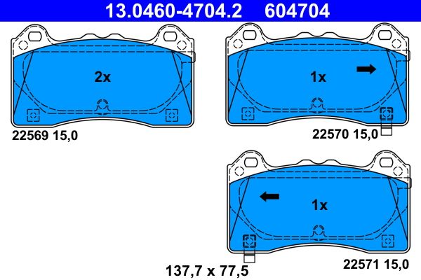 Brake Pad Set, disc brake ATE 13.0460-4704.2