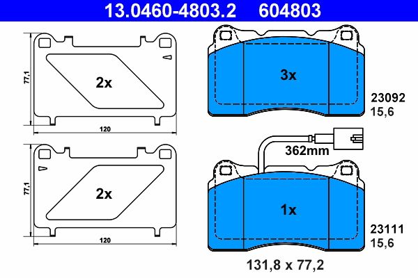 Brake Pad Set, disc brake ATE 13.0460-4803.2