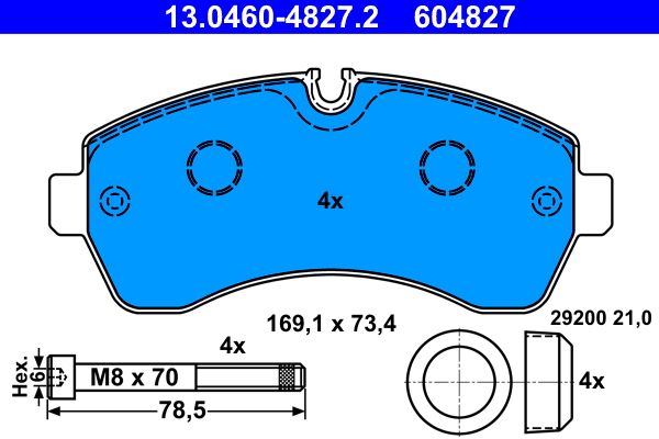 Brake Pad Set, disc brake ATE 13.0460-4827.2