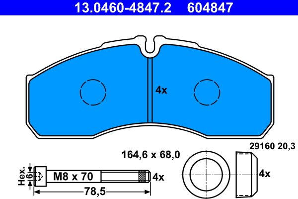 Brake Pad Set, disc brake ATE 13.0460-4847.2