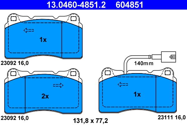 Brake Pad Set, disc brake ATE 13.0460-4851.2