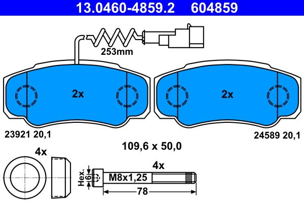 Brake Pad Set, disc brake ATE 13.0460-4859.2