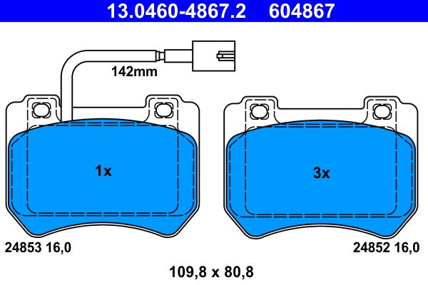 Brake Pad Set, disc brake ATE 13.0460-4867.2