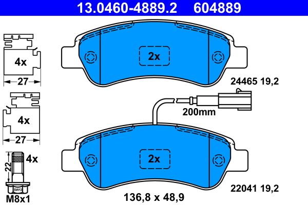 Brake Pad Set, disc brake ATE 13.0460-4889.2