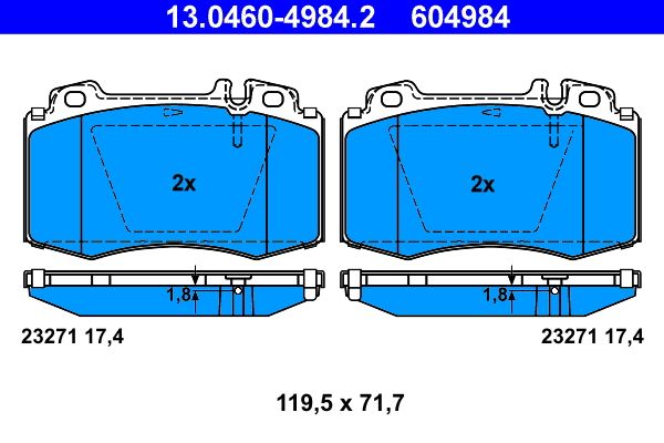 Brake Pad Set, disc brake ATE 13.0460-4984.2