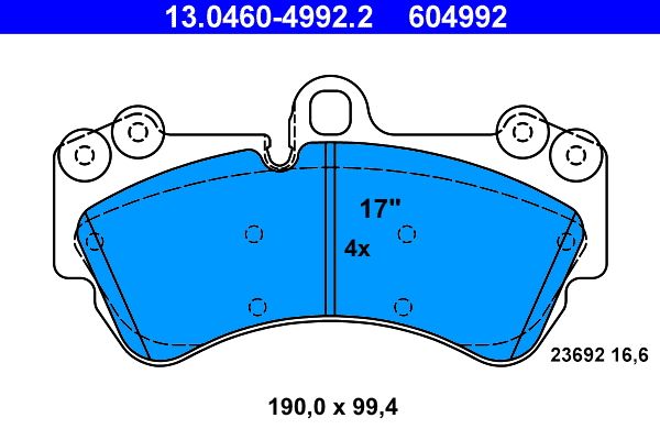 Brake Pad Set, disc brake ATE 13.0460-4992.2