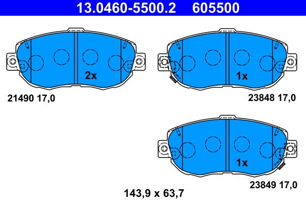 Brake Pad Set, disc brake ATE 13.0460-5500.2