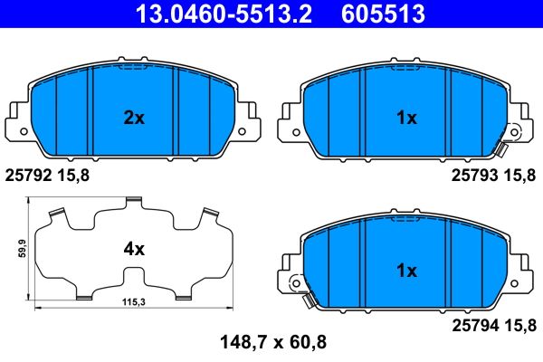 Brake Pad Set, disc brake ATE 13.0460-5513.2