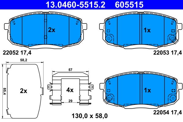 Brake Pad Set, disc brake ATE 13.0460-5515.2