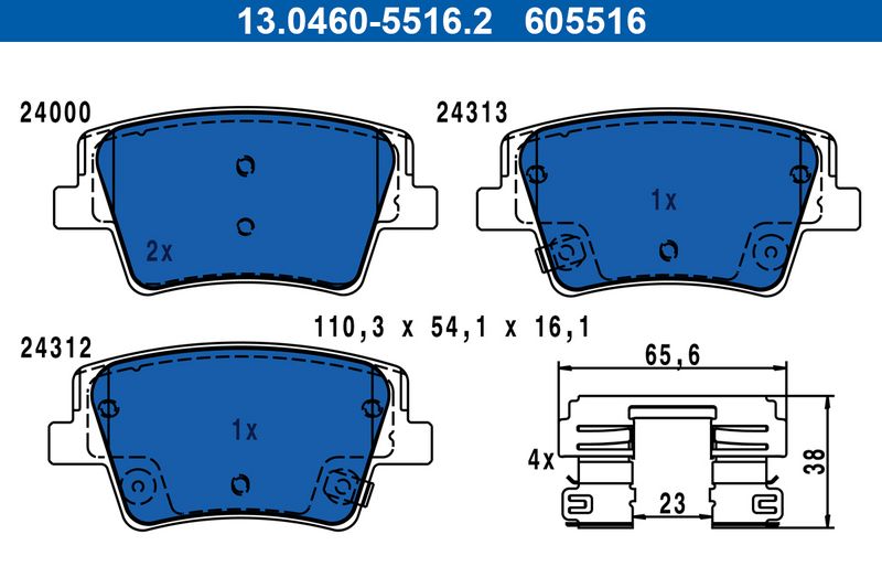 Brake Pad Set, disc brake ATE 13.0460-5516.2