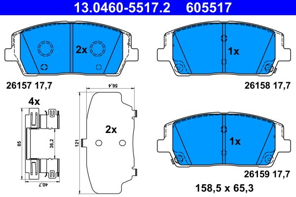 Brake Pad Set, disc brake ATE 13.0460-5517.2