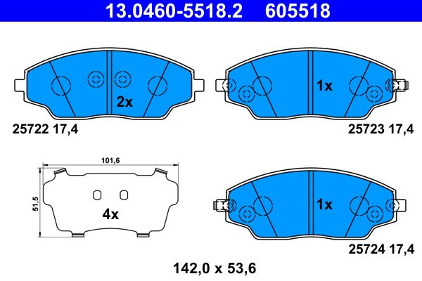 Brake Pad Set, disc brake ATE 13.0460-5518.2