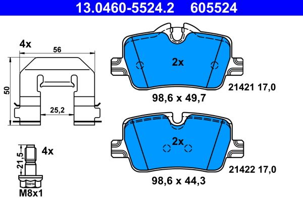 Brake Pad Set, disc brake ATE 13.0460-5524.2