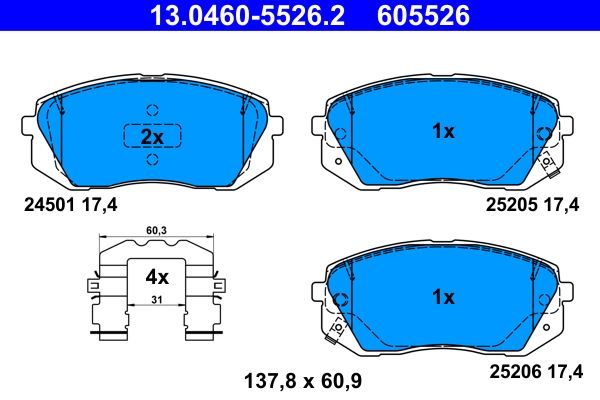 Brake Pad Set, disc brake ATE 13.0460-5526.2