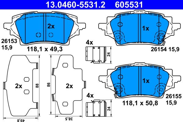 Brake Pad Set, disc brake ATE 13.0460-5531.2