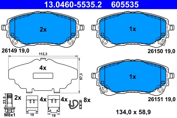 Brake Pad Set, disc brake ATE 13.0460-5535.2