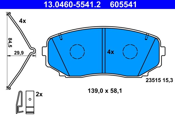 Brake Pad Set, disc brake ATE 13.0460-5541.2