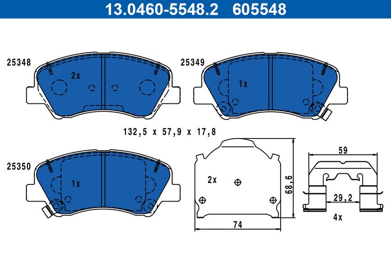 Brake Pad Set, disc brake ATE 13.0460-5548.2