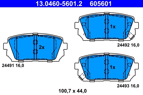 Комплект гальмівних накладок, дискове гальмо ATE 13.0460-5601.2