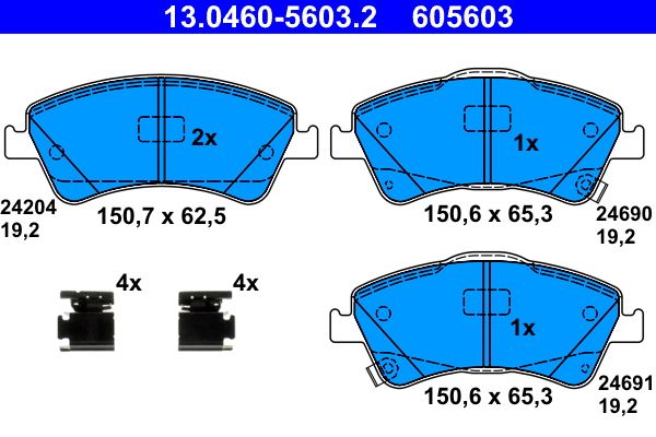 Brake Pad Set, disc brake ATE 13.0460-5603.2