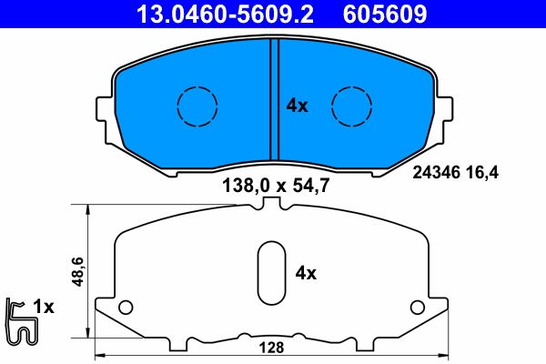 Brake Pad Set, disc brake ATE 13.0460-5609.2