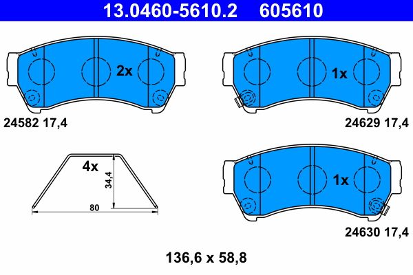 Brake Pad Set, disc brake ATE 13.0460-5610.2