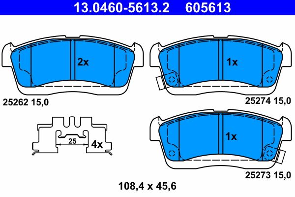 Brake Pad Set, disc brake ATE 13.0460-5613.2