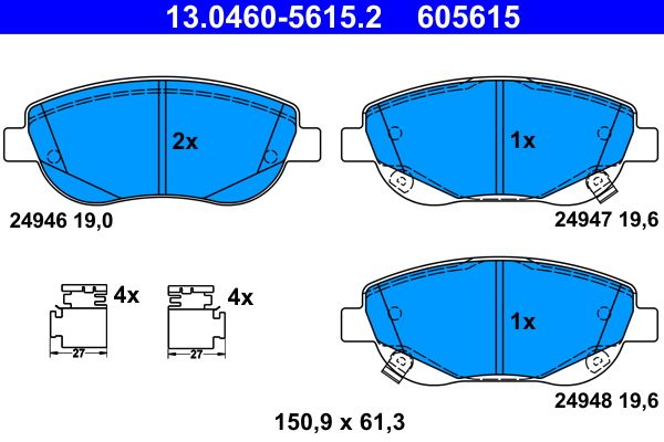 Brake Pad Set, disc brake ATE 13.0460-5615.2