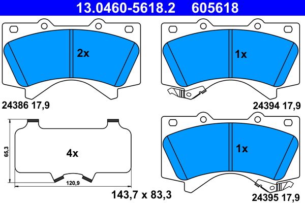 Brake Pad Set, disc brake ATE 13.0460-5618.2