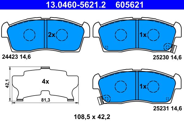 Brake Pad Set, disc brake ATE 13.0460-5621.2