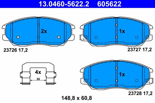 Brake Pad Set, disc brake ATE 13.0460-5622.2