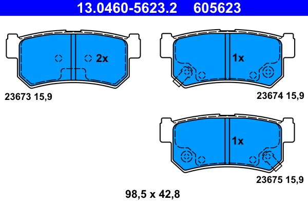 Brake Pad Set, disc brake ATE 13.0460-5623.2