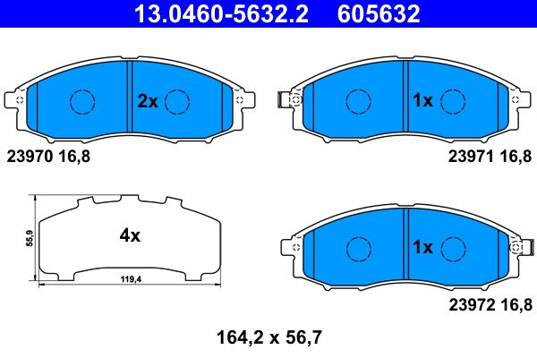 Brake Pad Set, disc brake ATE 13.0460-5632.2