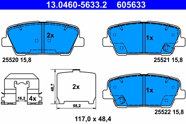 Brake Pad Set, disc brake ATE 13.0460-5633.2