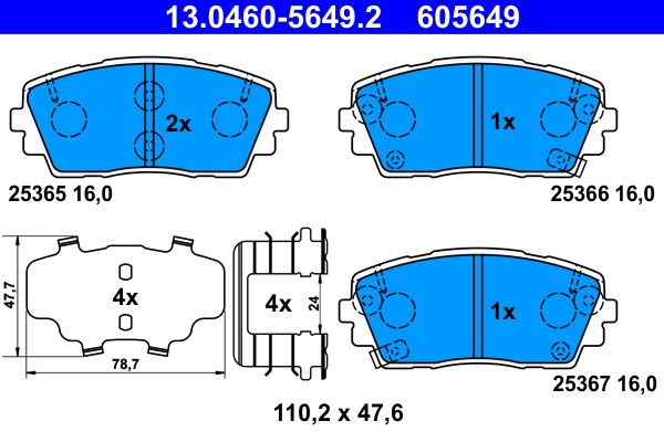 Brake Pad Set, disc brake ATE 13.0460-5649.2