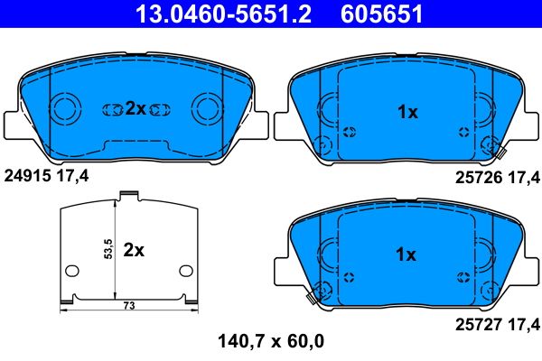 Brake Pad Set, disc brake ATE 13.0460-5651.2