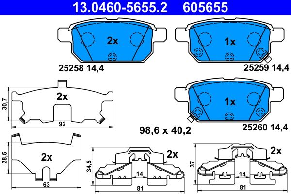 Brake Pad Set, disc brake ATE 13.0460-5655.2