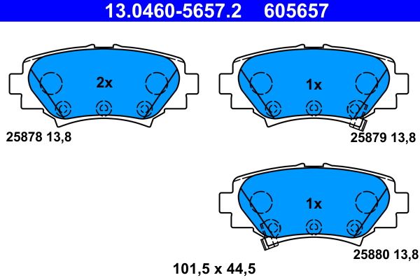 Brake Pad Set, disc brake ATE 13.0460-5657.2