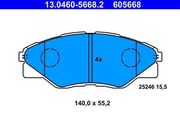 Stabdžių trinkelių rinkinys, diskinis stabdys ATE 13.0460-5668.2