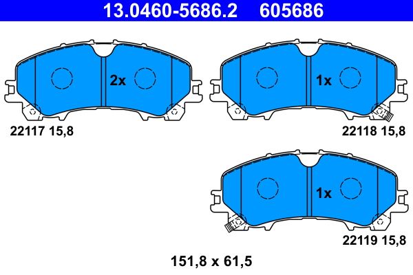 Brake Pad Set, disc brake ATE 13.0460-5686.2