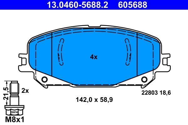 Brake Pad Set, disc brake ATE 13.0460-5688.2