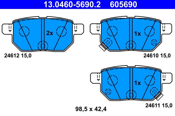 Brake Pad Set, disc brake ATE 13.0460-5690.2