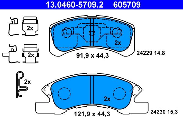 Brake Pad Set, disc brake ATE 13.0460-5709.2