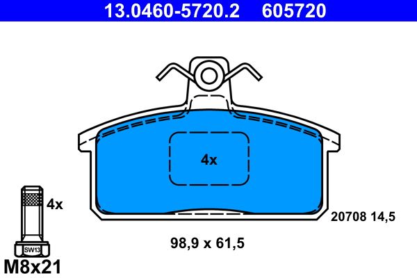 Brake Pad Set, disc brake ATE 13.0460-5720.2