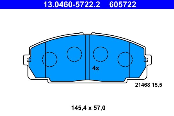 Brake Pad Set, disc brake ATE 13.0460-5722.2