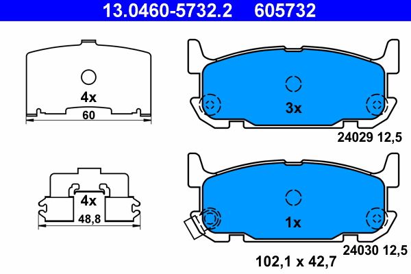 Brake Pad Set, disc brake ATE 13.0460-5732.2