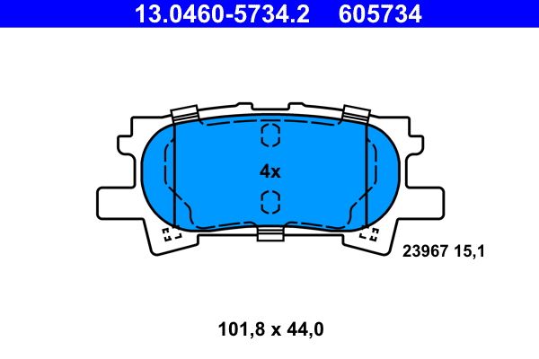 Комплект гальмівних накладок, дискове гальмо ATE 13.0460-5734.2